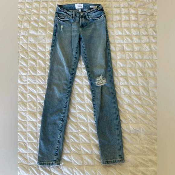Frame le skinny distressed denim - Picture 1 of 8